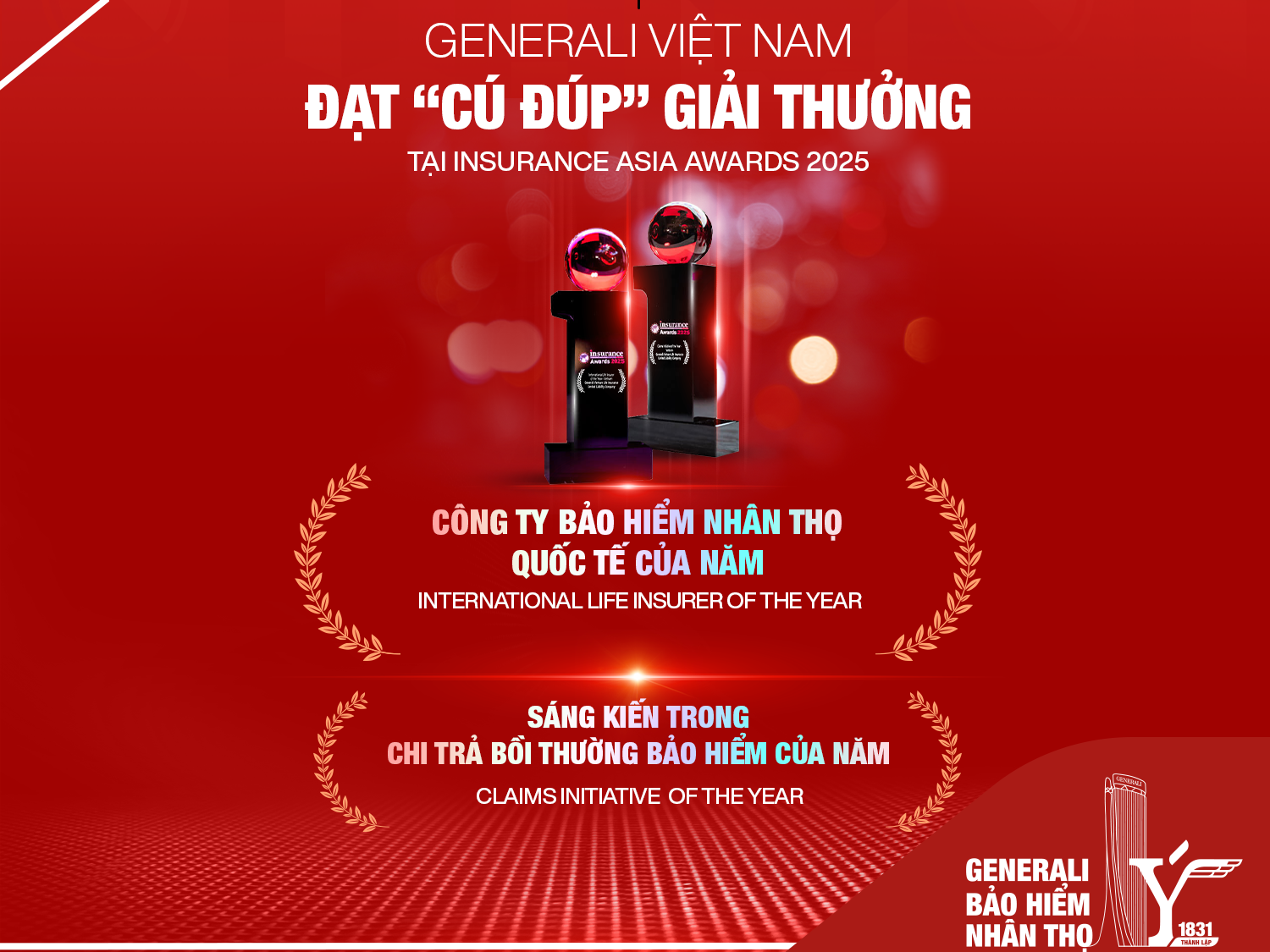 Generali Việt Nam xuất sắc giành cú đúp giải thưởng tại Insurance Asia Awards 2025